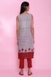 Red Cotton Sleeveless Printed Kurta image number 6