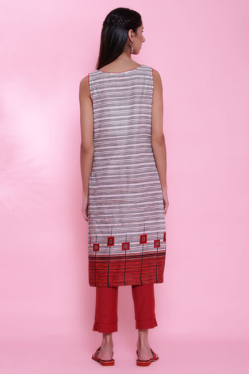 Red Cotton Sleeveless Printed Kurta image number 6