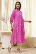 Pink Modal Blend A-Line Printed Kurta image number 4