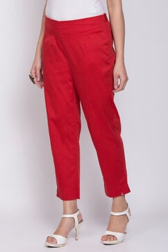 Red Cotton Printed Pants image number 2