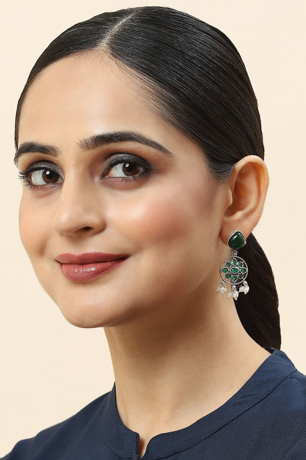 Green 925 Sterling Silver Earrings image number 3