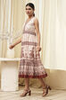 White and Rust Cotton Tiered Dress image number 2