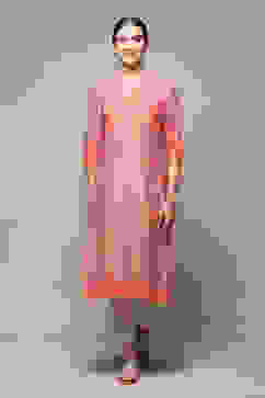 Purple Cotton Straight Printed Kurta image number 5