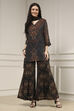 Charcoal Black Polyester Straight Printed Sharara Suit Set image number 6