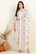 Off-white-Red Cotton Unstitched Suit Set image number 7