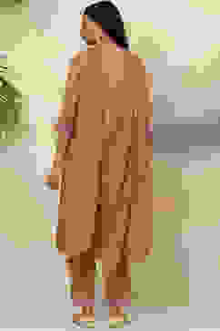 Dusky Pink Art Silk Straight Kurta Regular Pant Suit Set image number 4