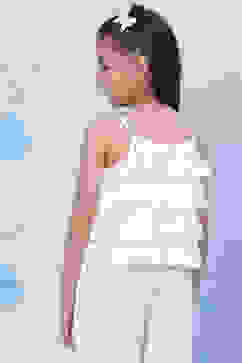 White Cotton Flared Top image number 4