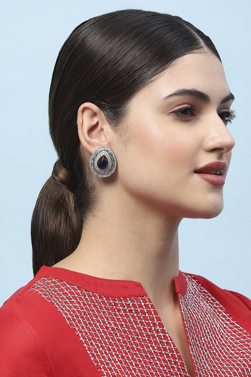 Navy Kundan Festive Studs image number 1
