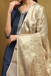 Chalk Grey Poly Silk Floral Yarn-Dyed Dupatta image number 1