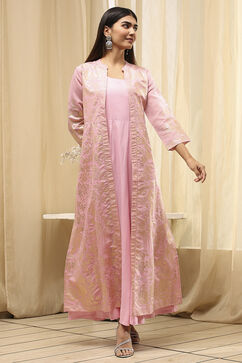 Light Pink Printed Layered Cape Dress image number 2