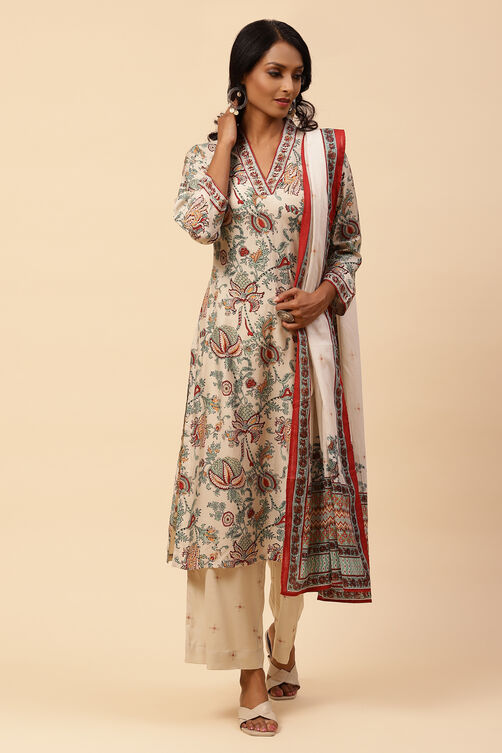 Ecru Straight Modal Straight Kurta Palazzo Suit Set image number 0