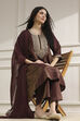 Wine Viscose Rayon Straight Solid Suit Set