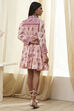 Peach-Colored Cotton  Floral Tiered Dress image number 3