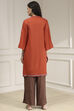Orange Viscose Straight Solid Suit Set image number 4