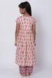 Peach Cotton Flared Straight Kurta Palazzo Suit Set image number 4