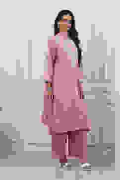 Pink Poly Viscose Straight Suit Set image number 5
