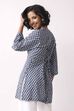 Indigo Cotton Printed Straight Short Kurti image number 3