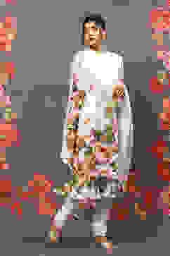 Rohit Bal Cream Cotton Blend Straight Kurta Suit Set image number 6