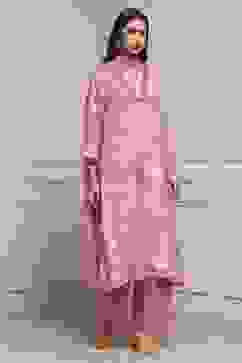 Pink Floral Printed Asymmetric Suit Set image number 5