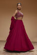 Berry Pink Pure Chinnon Hand Embroidered Lehenga Set image number 5