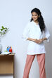 Black Cotton Flax Solid Kurti image number 3
