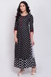 Black And White Cotton Straight Printed Kurta image number 2