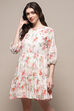 White Cotton A-Line Dress image number 2