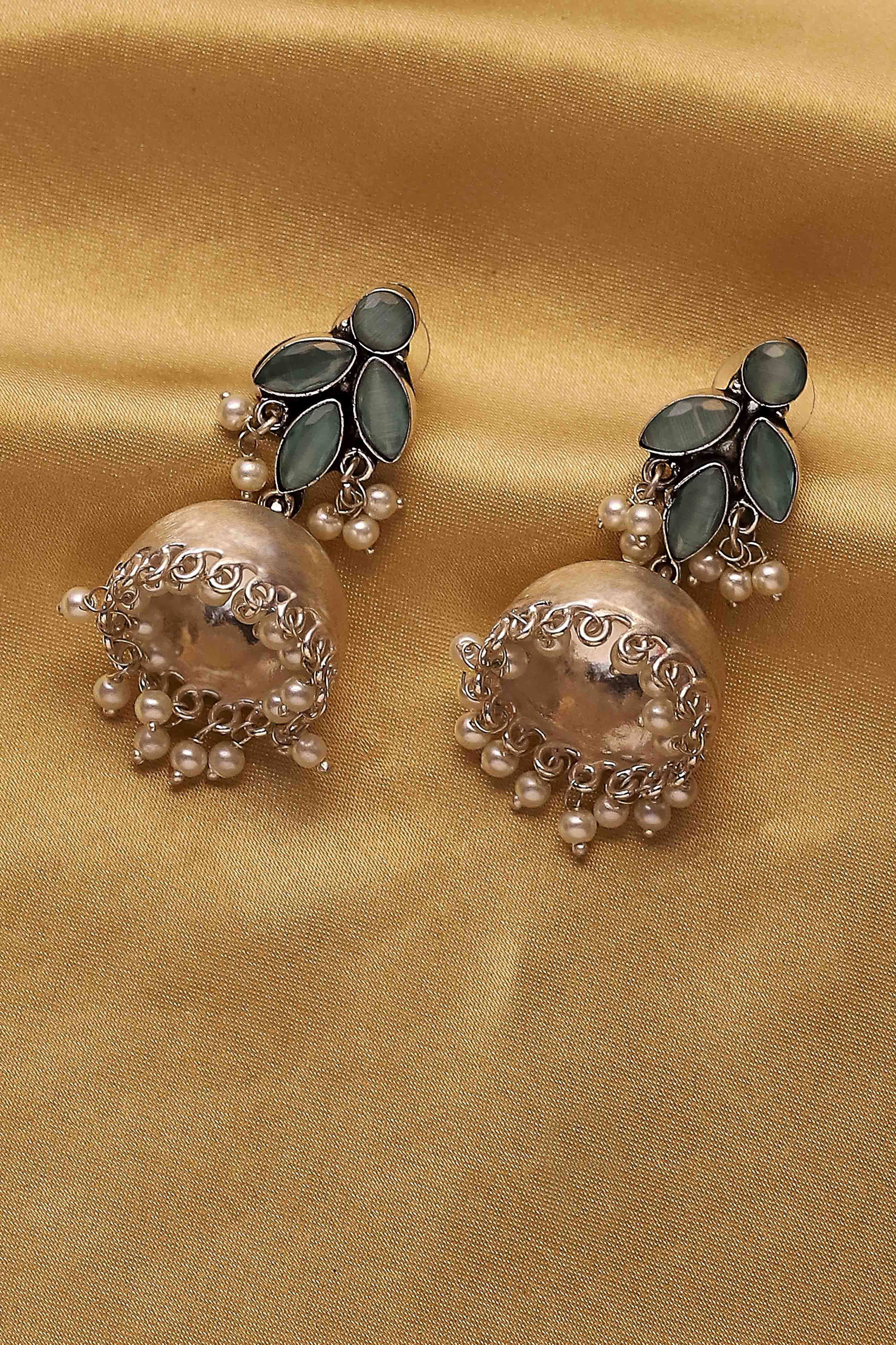 Mint Green Stone Earrings image number 0
