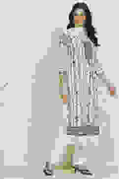 White-Black Georgette Printed Unstitched Suit Set image number 6