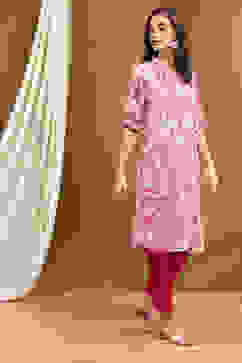 Cream Polyester Straight Kurta image number 4