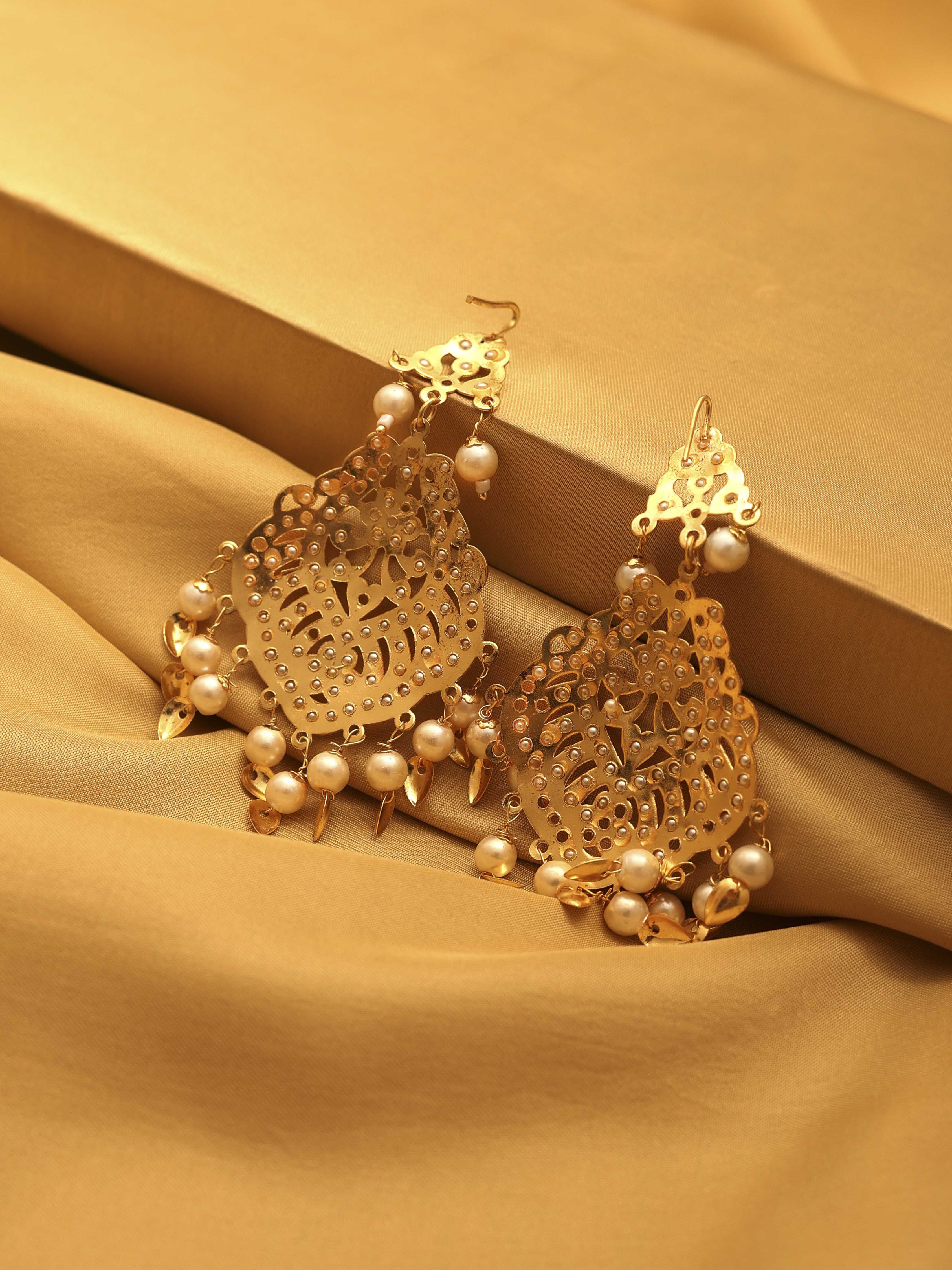 White Gold Plated Brass Drop & Dangler Earrings image number 2