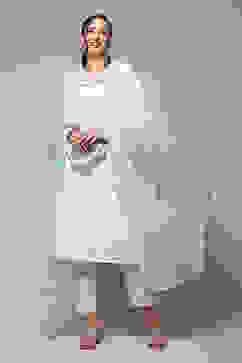 Sky Blue Cotton Blend Printed Dupatta image number 0