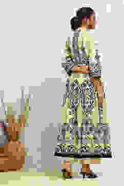 Ecru Cotton Printed Anarkali Kurta Set image number 4