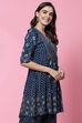 Indigo LIVA Flared Printed Short Kurti image number 3