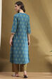 Blue Cotton Straight Suit Set image number 4