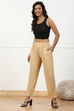 Beige Solid Mid-Rise Regular Pants image number 0