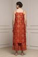 Orange Viscose Blend Straight Printed Suit Set image number 4