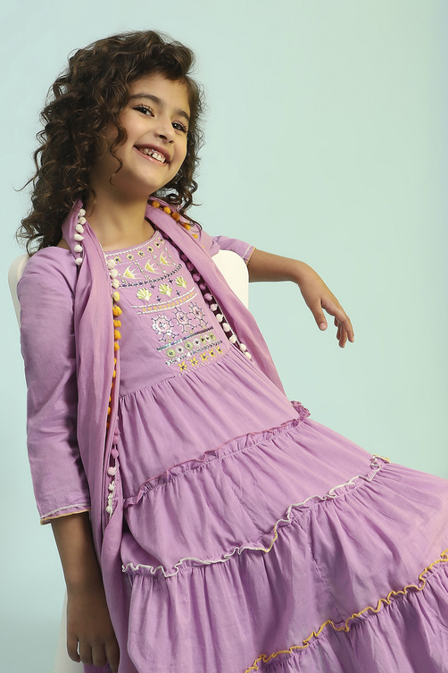 Pastel Green Cotton Tiered Suit Set image number 1