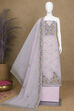Teal Kota Cotton Neck Embroidered Unstitched Suit Set image number 5