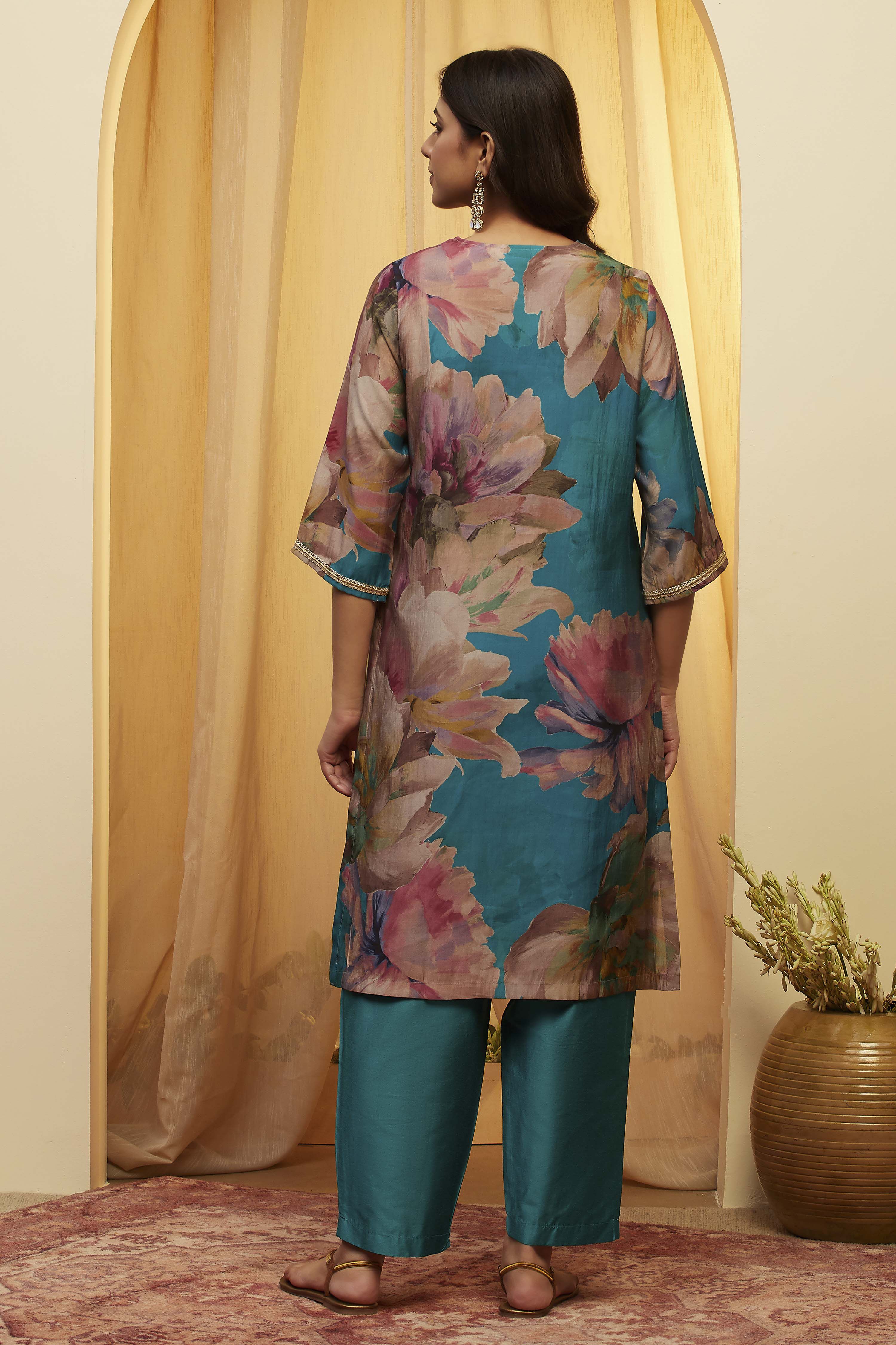Rust Poly Viscose Straight Kurta image number 4
