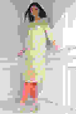 Yellow Cotton Blend Printed Straight Kurta image number 0