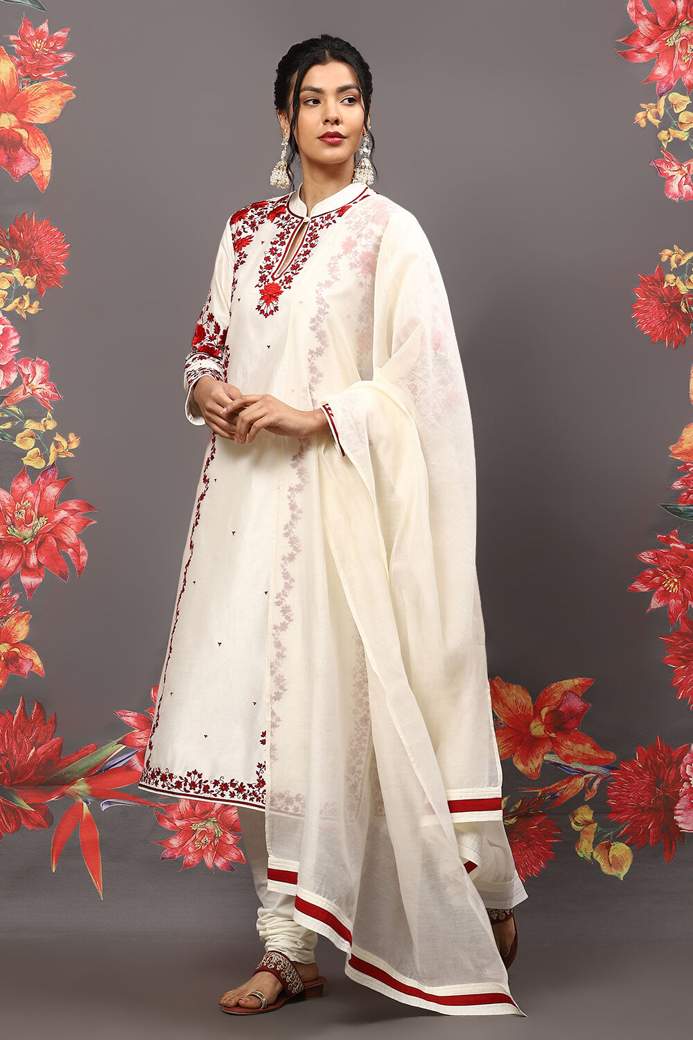 Indigo Cotton Blend Straight Kurta Suit Set image number 4