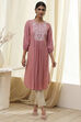 Aqua Solid Gathered Straight Kurta image number 5