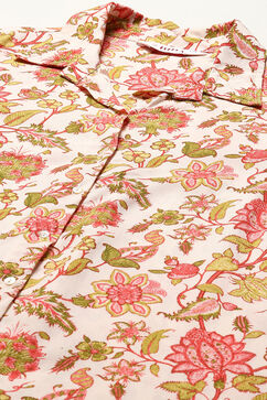 Off White & Red Rayon Printed 2 Piece Sleepwear Set image number 1
