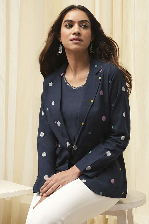 Navy Cotton Straight Yarndyed 3 Piece Set image number 0