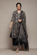 Indigo Cotton Blend Kalidar Printed Kurta Palazzo Suit Set image number 4