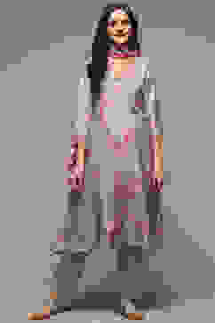 Grey Modal A-Line Kurta Palazzo Suit Set image number 7