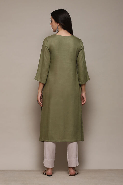 Purple Viscose Straight Solid Kurta image number 4