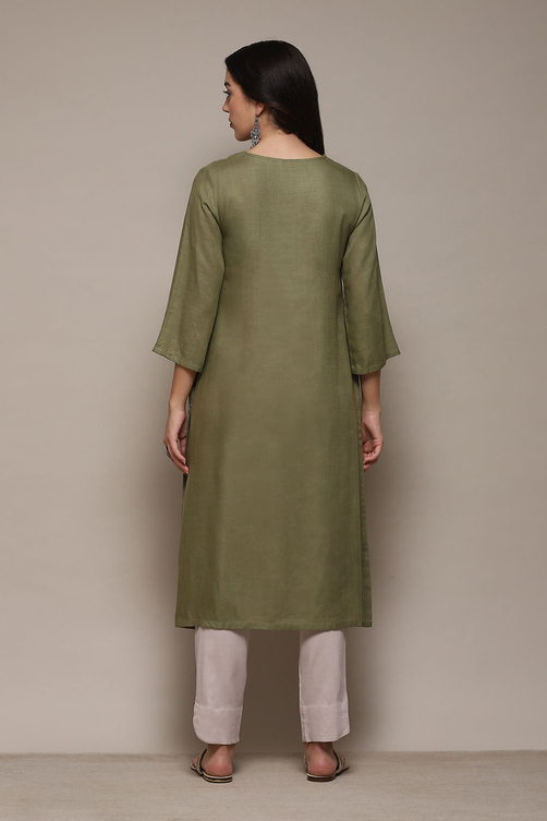 Purple Viscose Straight Solid Kurta image number 4