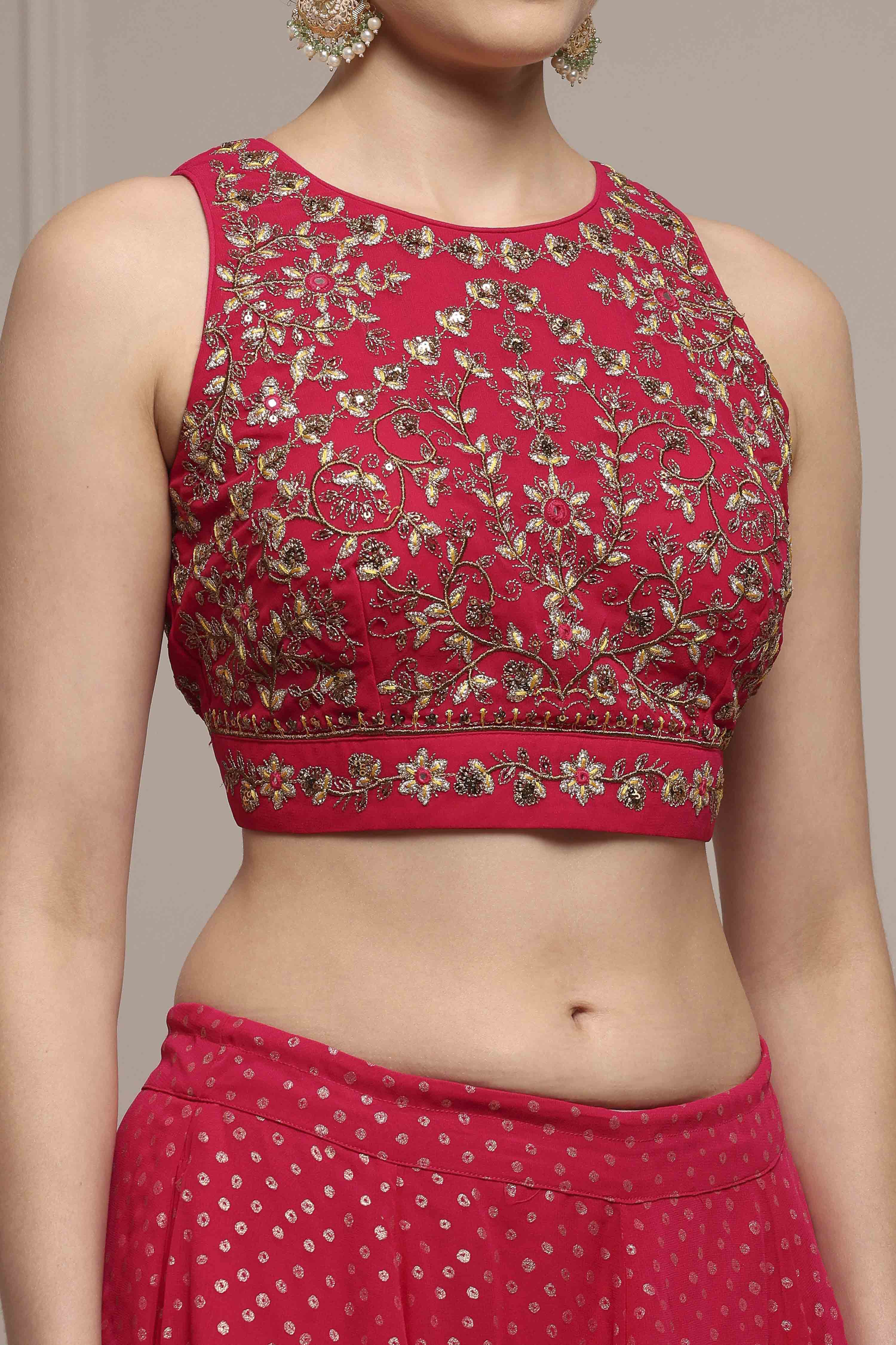 Fuchsia Polyester Printed Lehenga Set image number 1